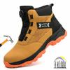 Waterproof Work Shoes High Man Rotating Button Safety Shoes Anti-slip Rubber Outsole Work Boots Sneakers with Steel Toe Cap