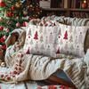 2Pcs Red Stripe Christmas Tree Polka Dot Ornament Christmas Throw Pillow Covers Gray Snowflake Star Cushion Case Winter