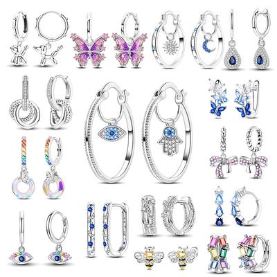 Copper Famati'S Hand Original Hoop Earring For Woman Bow Tie Star Zircon Earring Luxury Pendientes Fashion Jewelry