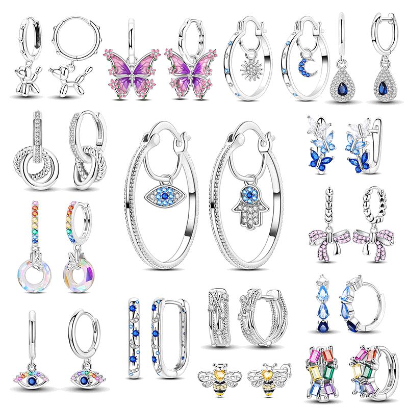 Copper Famati'S Hand Original Hoop Earring For Woman Bow Tie Star Zircon Earring Luxury Pendientes Fashion Jewelry