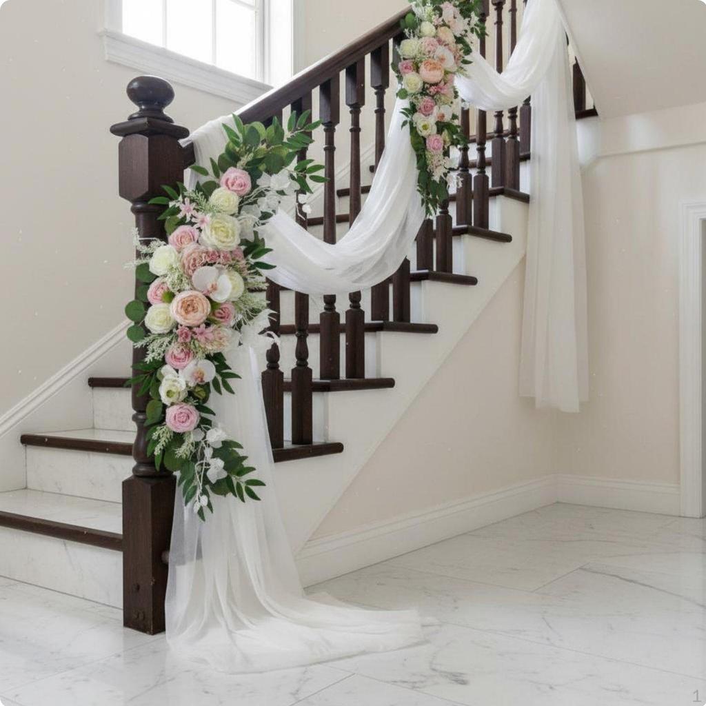 2 Pieces Wedding Aisle Chair Decoration Ready To Use Artificial Flower Swag Set Handmade