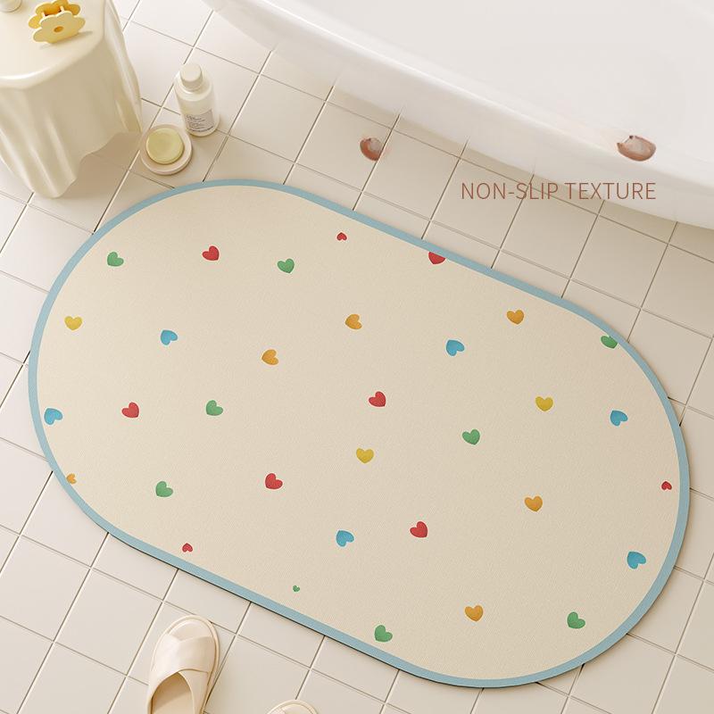 Creamy Air Bathroom Diatom Mud Water Absorption Floor Mat Bathroom Door Entrance High-quality Quick-drying Anti-slip Foot Mat Entry Door Mat