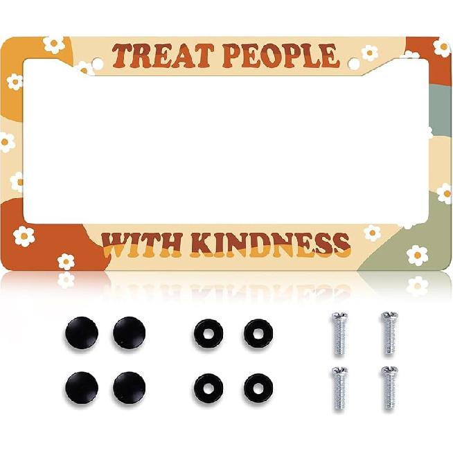 Black Leopard Print License Plate Frame - Leopard Personalise License Plate Holder, Rust-Proof Stainless Steel Waterproof Car Decorative Tag Frames