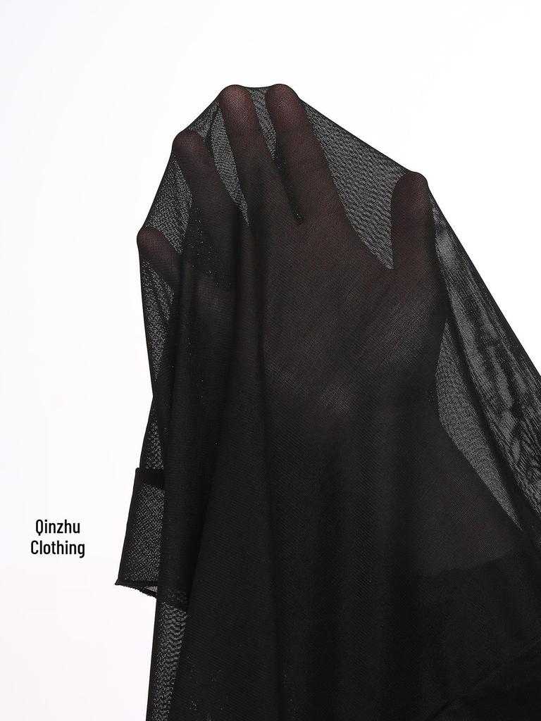 2024 Beach Vacation Mesh Swimsuit Long Cover-Up Dress - Sexy Round Neck Transparent Bikini Cover-Up