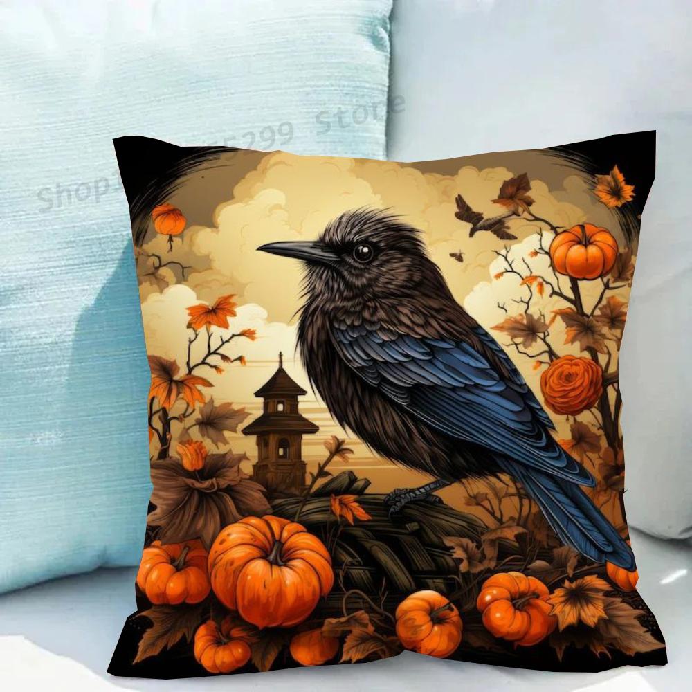 

1 шт. Винтажная черная наволочка с вороной, квадратная, для спальни, дивана, для отдыха, комфортная подушка, для автомобиля, гостиной, домашний декор 16x16Inch