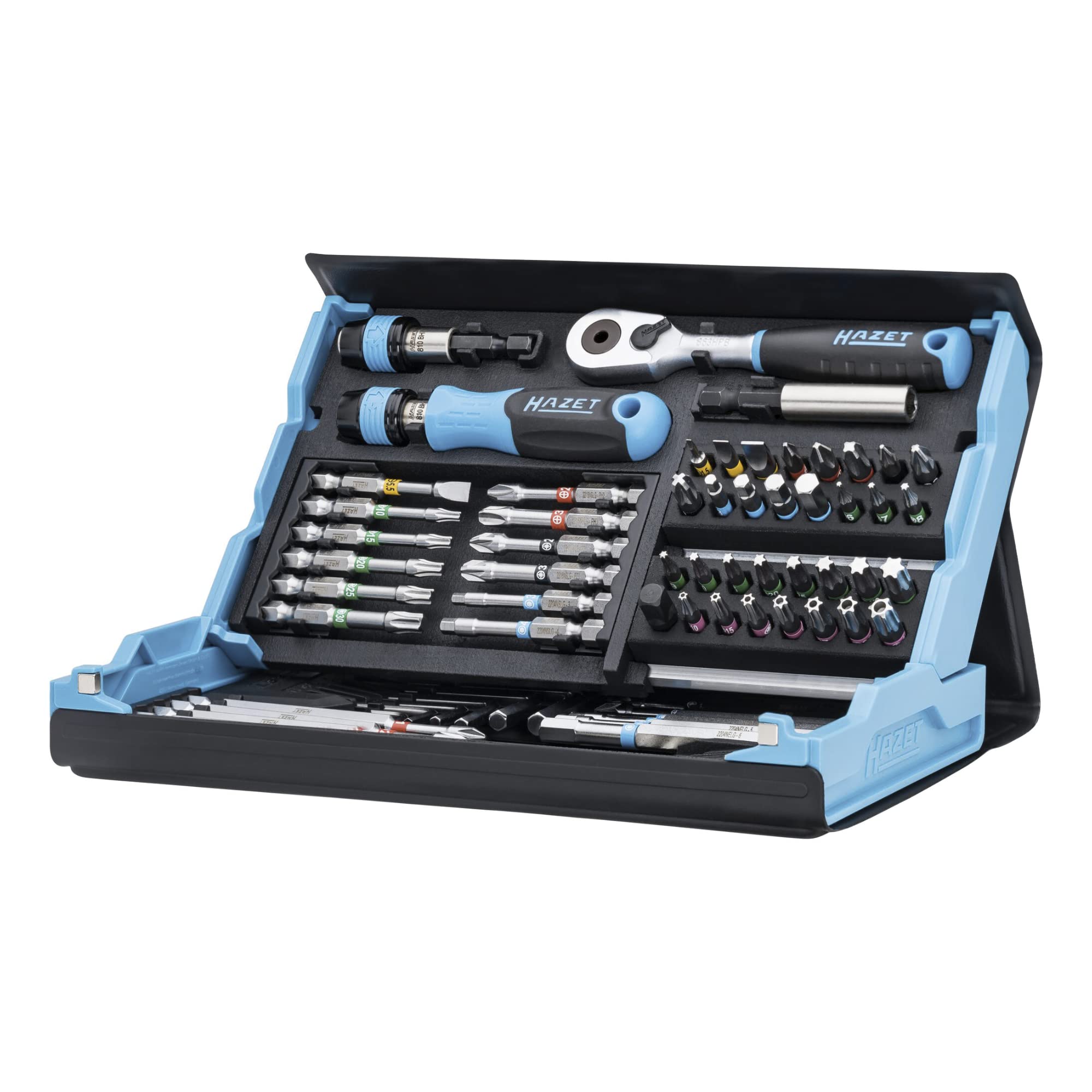 

HAZET Бита Hazet Smart Case с магнитным складным и Torx для точного обслуживания 130 x 118 x Сделано в Германии 2200SC-31 Набор, Синий, Набор из 73 предметов,