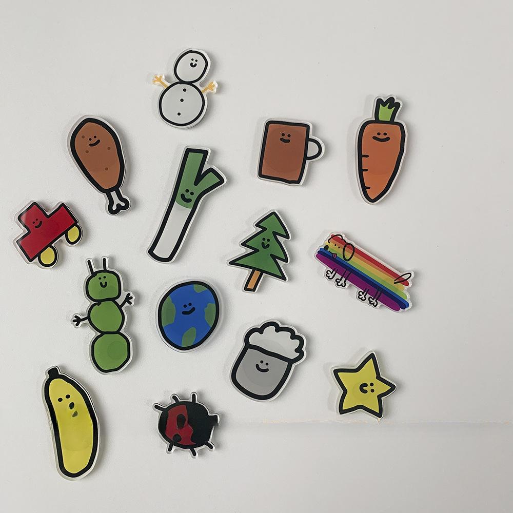 Cartoon Cute Vegetable Series Acrylic Material Looks Good Easy to Use with Magnetic Refrigerator Magnets