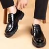 Retro Cowhide Platform Business Men's Dress Shoes Spring Autumn Soft-soled Man Wedding Shoes Genuine Leather Derby Shoes