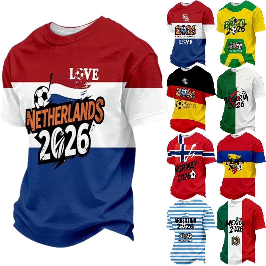 Men's Crew Neck Short Sleeve T-Shirt Norway 2026 Soccer Graphic Print Casual Fit Lightweight Tee for Everyday Wear
