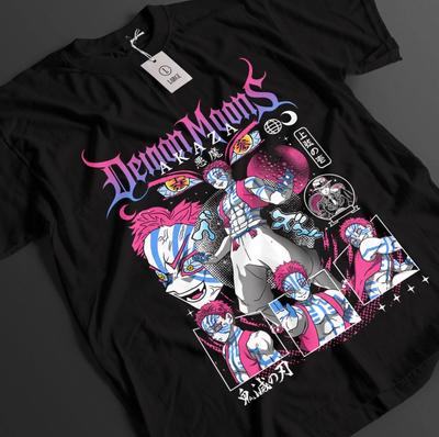 Demon Slayer Μπλούζα Akaza Ανώτερος Σελήνης 3 T-Shirt Tanjiro Kimetsu No Yaiba Muzan Μπλουζάκι