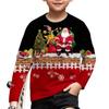 Children's Christmas Reindeer Print T-shirt Boys Cute Round Neck Long Sleeved Soft Comfortable Top