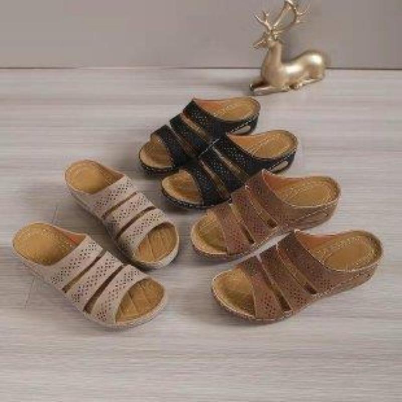 Summer slope heel sandals women's summer outer wear muffin hollow fashion open-toed cool slippers women's large size