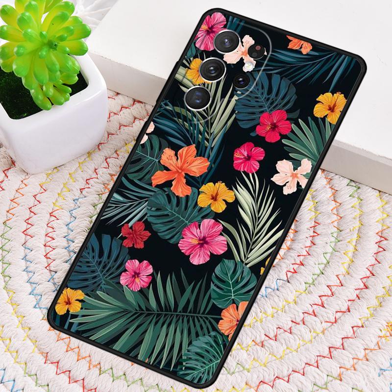 Retro Tropical Floral Flowers Phone Case For Samsung Galaxy Note 10 Pro S26 S25 S24 S23 S22 Ultra Plus S21 FE S20 Cover