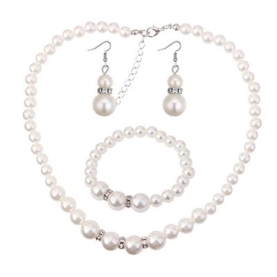 Elegant Women Faux Pearl Necklace Hook Earrings Bracelet Wedding Jewelry Gift