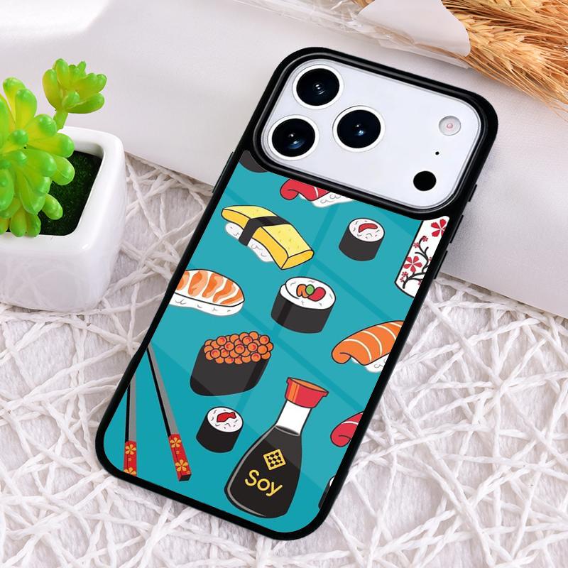 Kawaii Sushi Crowd Phone Case for iPhone 17 Air 16 15 11 12 14 13 Pro Max Shockproof Cover