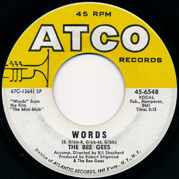 

7inch Record BEE GEES - Words 456548 ATCO Records 1968 US Soul/Funk Used