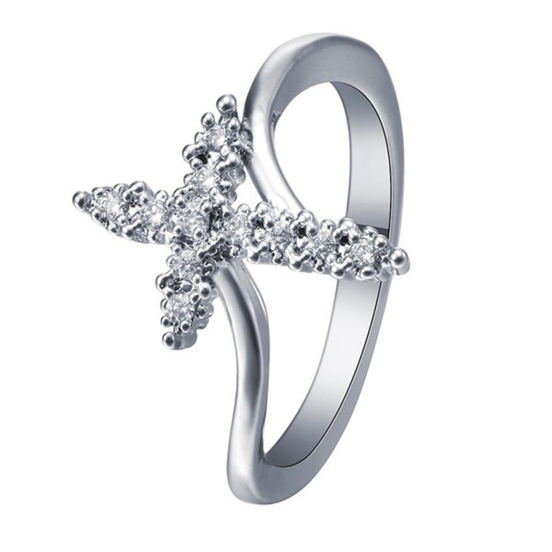 Trendiger Kreuz-Fingerring Für Damen, Brillanter Z Produktbild-Vorschau 2