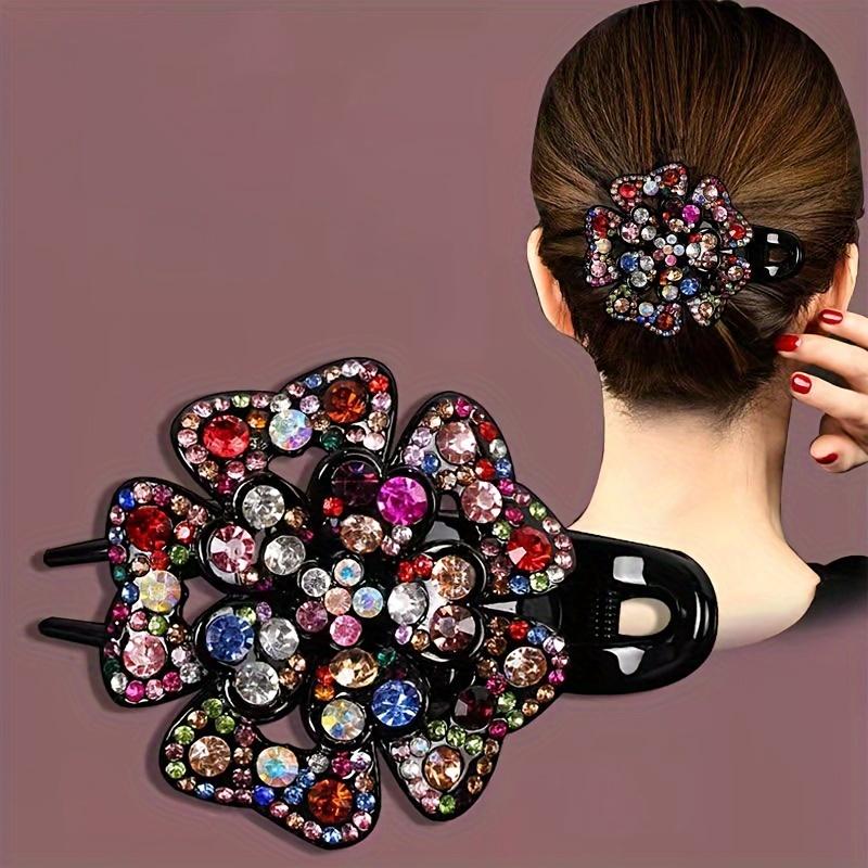 Resin Rhinestone Clip Elegant Fixed Headdress Hairpin Large Duck Clip Women Elegant Barrettes
