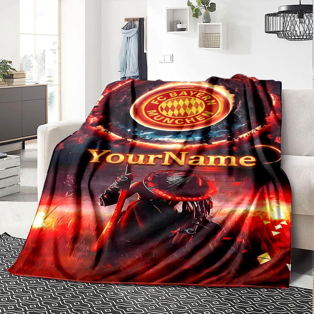 Bayern Munich Customize Your Name Blanket Lightweight Customizable Blanket Comfortable for Seaside Livingroom Bed Living Room Four Seasons Universal