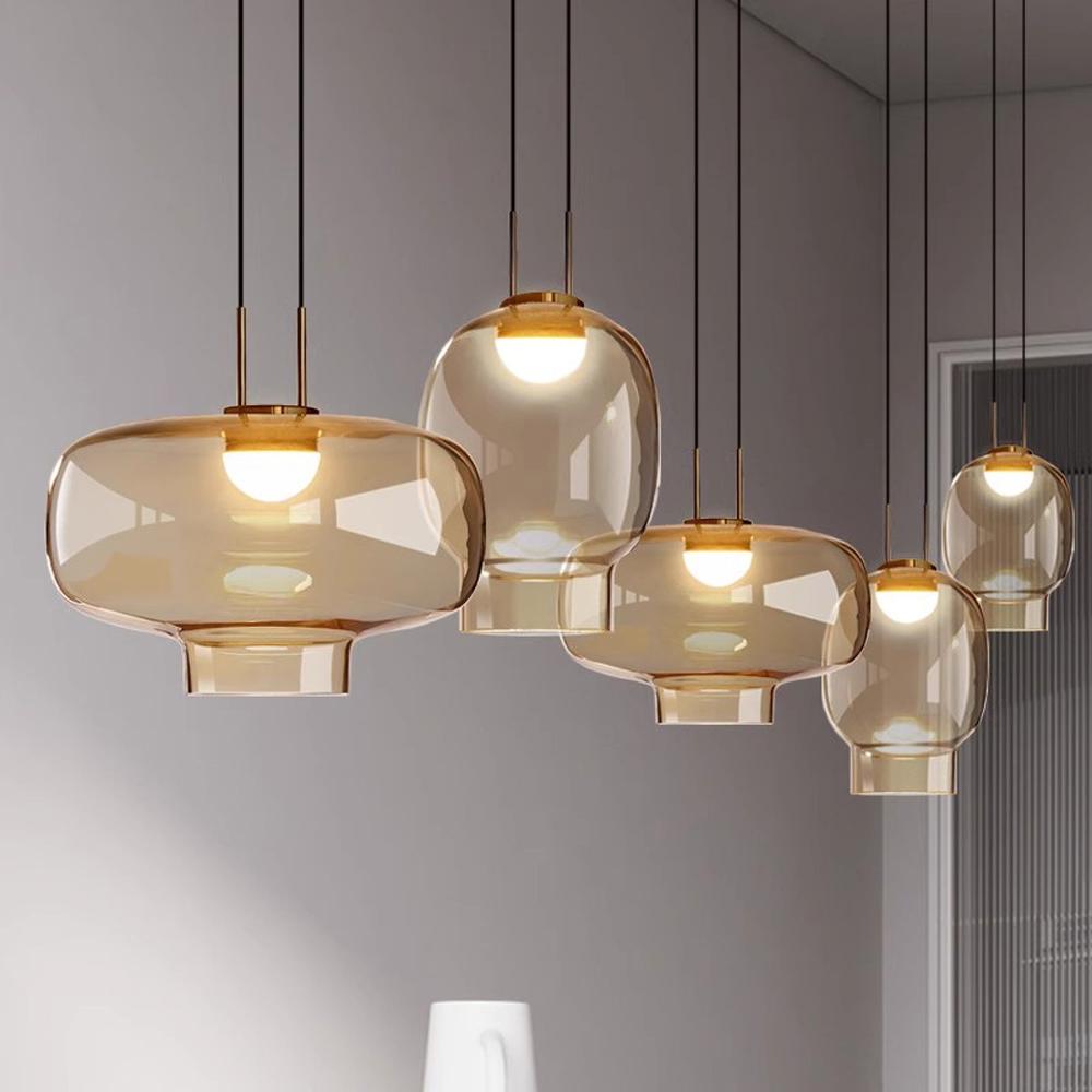 Vintage LED Glass Pendant Light Indoor Creamy wind Pendant lamp Bedroom Living Dining Room Decor Aesthetics Light Fixture