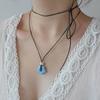 Sweet Cool Pearl Flower Pendant Necklace Fashion Summer Choker Wax Rope Lace up Collar Necklace Statement Jewelry