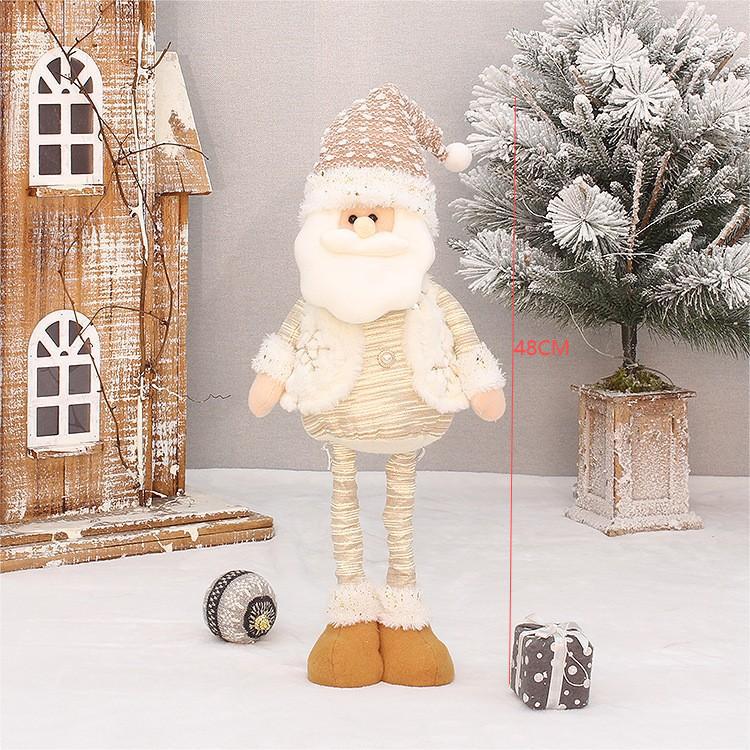 Off-gold fabric sitting retractable old man snowman doll light-colored Christmas ornament ornament
