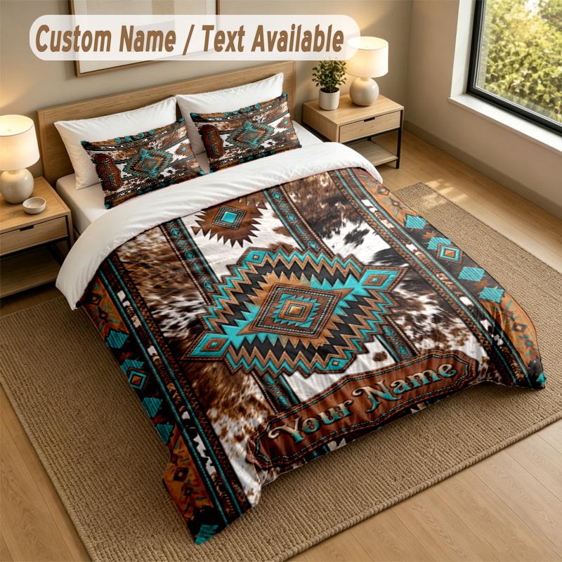 American Patriotic Theme Personalized 3Pcs Bedding Set Custom Text & Name 1 Sheet 2 Pillowcases Household Bedding 1pc