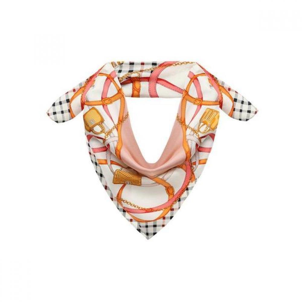 Daks Pink Chainprint Silk Square Scarf Dcsc2f142p2