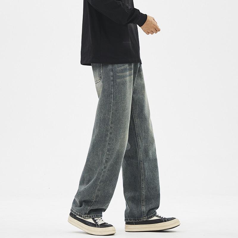 Spring and Autumn Draping Loose Straight Japanese Wide-leg Floor-moving Casual Trousers Jeans Men