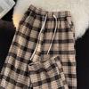 Wool Casual Pants Men's Japanese Loose Lazy Wind Wide Leg Pants Autumn and Winter Vintage Plaid Pants