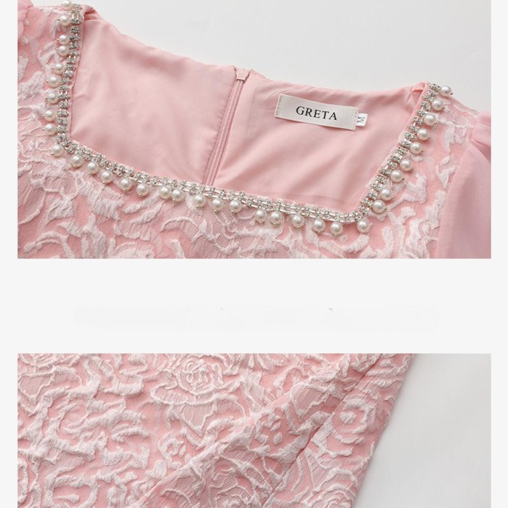 Elegant Summer Autumn Long Dress for Women Vintage Beaded  Formal Evening Jacquard Pencil Dresses