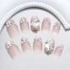 Explosive Cat's Eye French Pearl Pile Diamond Fashionable Sweet Girl European and American Ins Style Removable Nail Art 30 Pieces