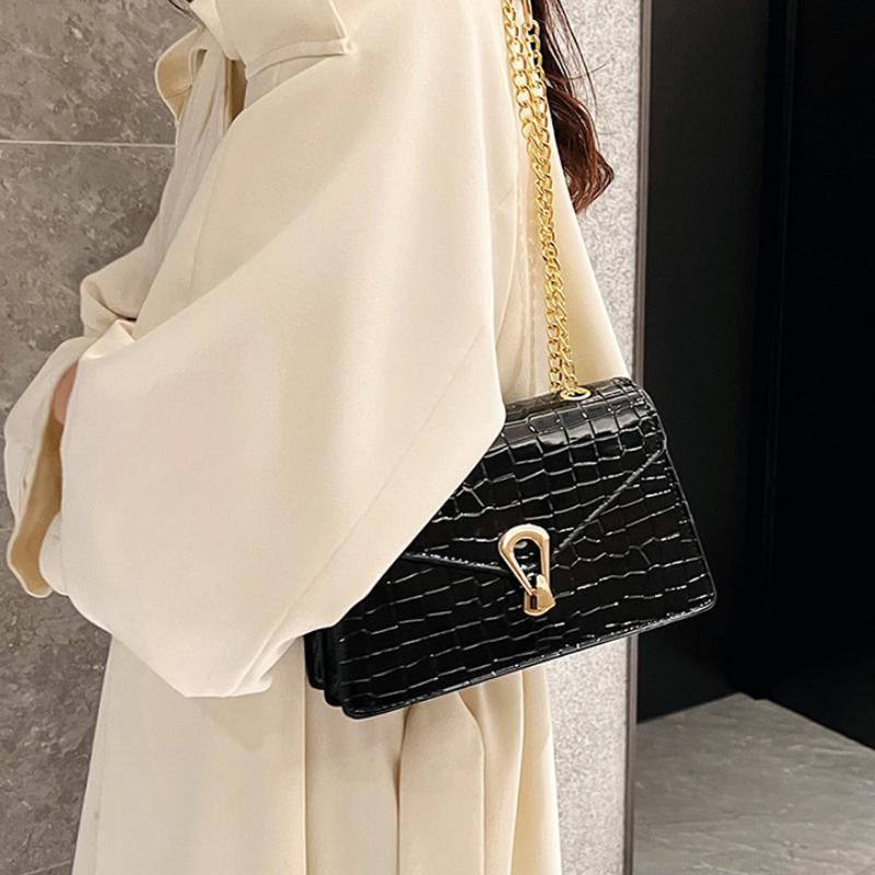 New Small Square Vintage Crocodile Pattern Chain Crossbody Bags and Bags Women Shoulder Buckle Messenger Bag