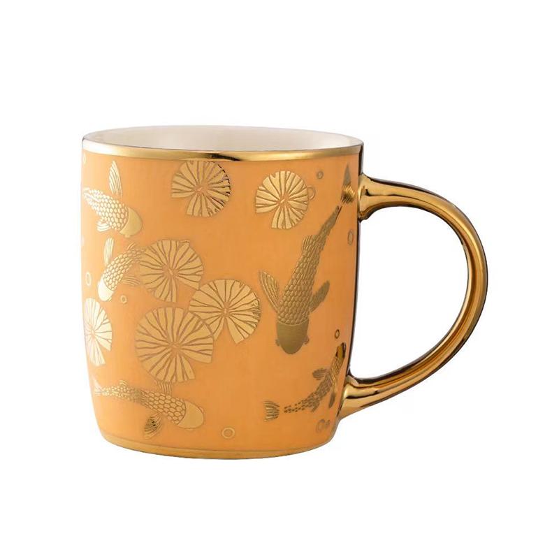 

Роскошная золотая глазурованная тисненая кружка Кофейная кружка Чайные чашки и кружки Посуда для напитков Красивые чайные кружки Оригинальные пивные забавные милые жёлтый