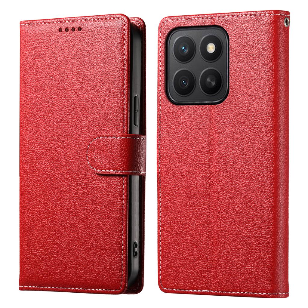 Für Honor X8c 4G Ständerhülle Leder-Wallet-Handyhülle mit Litschi-Textur Magnetverschluss