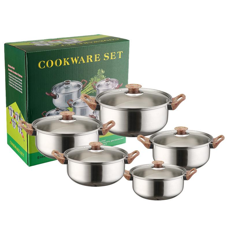 10-piece Stainless Steel Cookware Set With Lids Kitchenware Soup Pot and Pan Set Matel Cooking Pot (Red,other&other)