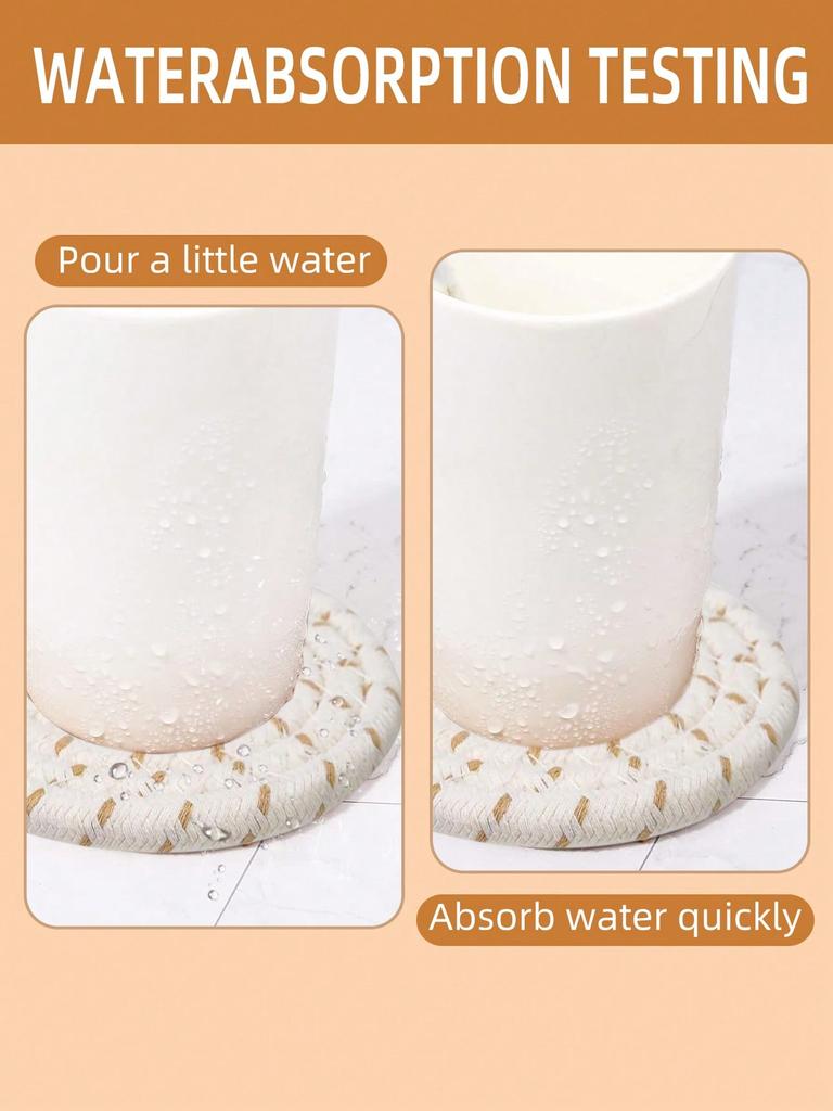 8pcs Pack Coasters With Holder, Minimalist Table Woven Coasters, Kitchen Table Heat-Resistant Coasters And Thick Insulation Pads For Kitchen.