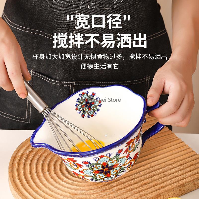 Keramik Rührschüssel mit Ausgießer, Abtropfbecher, großer Ausgießtopf, kreative Sahne-Salatschüssel, Rührschüsseln, spezielle Schüssel zum Backen