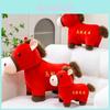 Cute Cartoon Red Pony Plush Toy With Embroidery Design For Prosperity Celebration