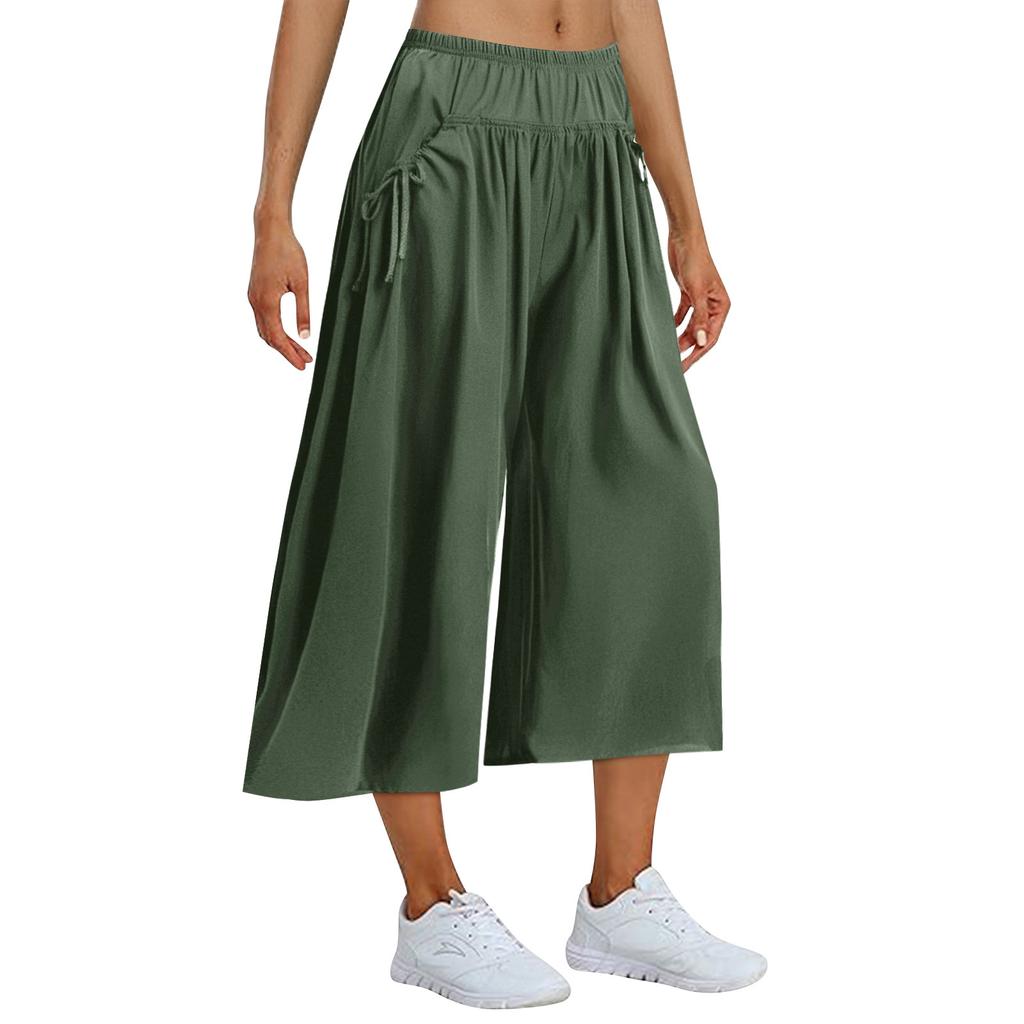 Women's Loose Wide Leg Track Pants Step By Step Pants Summer Wide Leg Casual Pant With Big Ruched Pockets