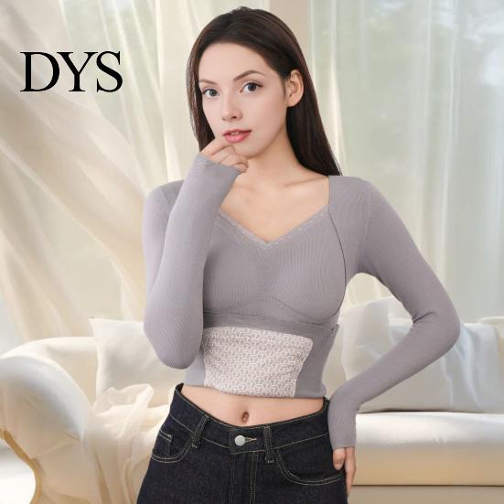 Abbigliamento Termico Comodo da Donna Top Colore Unico Scollo a V Manica Lunga Velluto Accogliente Strato Base Fodera Senza Cuciture Elastico Fondo Blusa Invernale