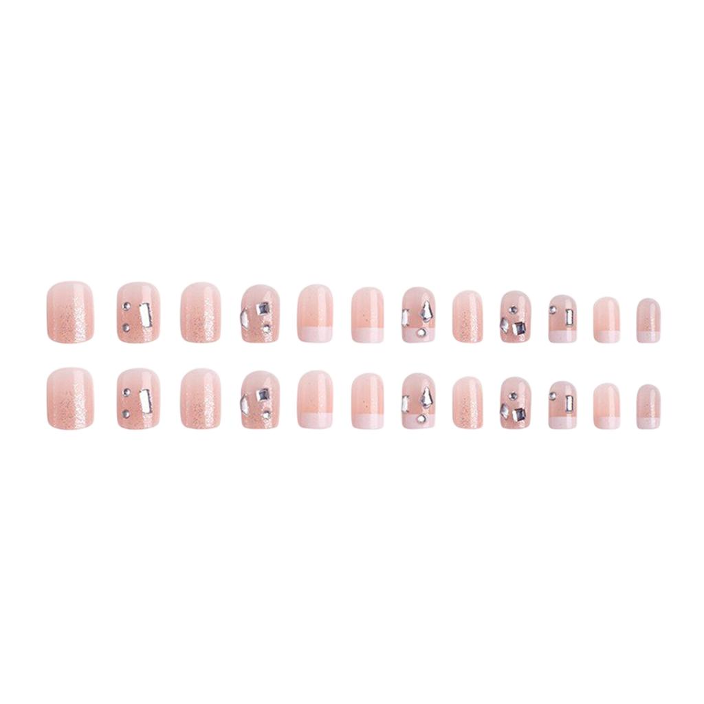 Whitening French Short Ice Translucent Sparkling Diamond  , Diamond Sparkling Diamond Wearable Nail  ,detachable Nail Plate  ,2ML