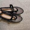 New ballet flats buckle belt mesh hollow breathable spring and summer large size round head fashion single shoes women
