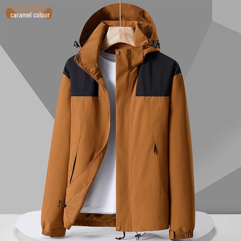 Spring & Autumn Waterproof Softshell Jacket for Outdoor Sports, Travel, Fishing, & Mountaineering with Detachable Hood