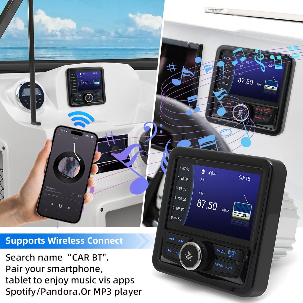 ZMFJH MP5 Digital Media Audio Player Bluetooth-compatible FM AM Marine Radio Boat Stereo Waterproof Player For Yacht ATV UTV