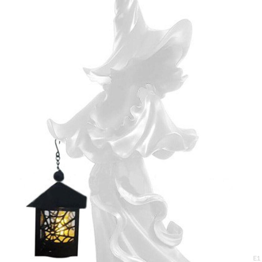 Witch Lantern Ornament Barrel Figurine Resin Statue Faceless Sculpture for Garden Indoor Backyard