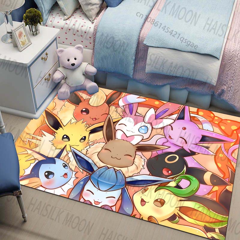 Multi-Sizes Pokemon All Eeveelutions Pattern Carpets for Living Rooms Play Mats Rugged Bedroom Decor Crawl Mats Luxury Gifts