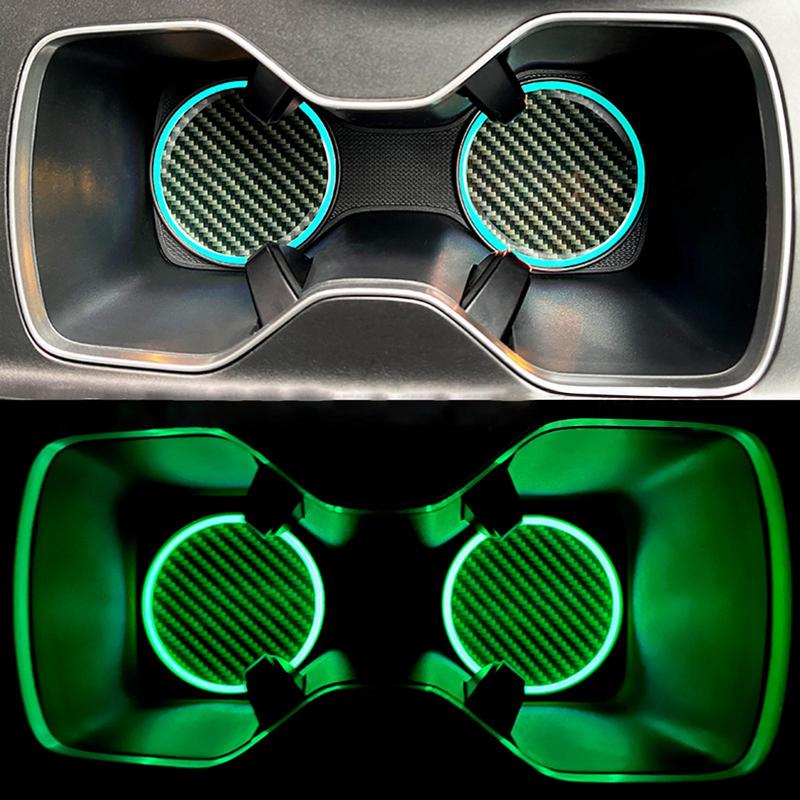 Nachtleuchtende Untersetzer Innenraum Auto Anti-Rutsch-Matte Nachtlicht Auto Getränkehaltermatte Wasserbecher Schlitz Auto Dekorationen Zubehör