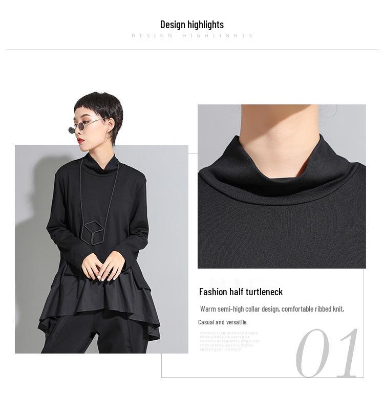 European & American Spring/Autumn Women's Irregular Swallowtail Babydoll Long-Sleeve T-Shirt