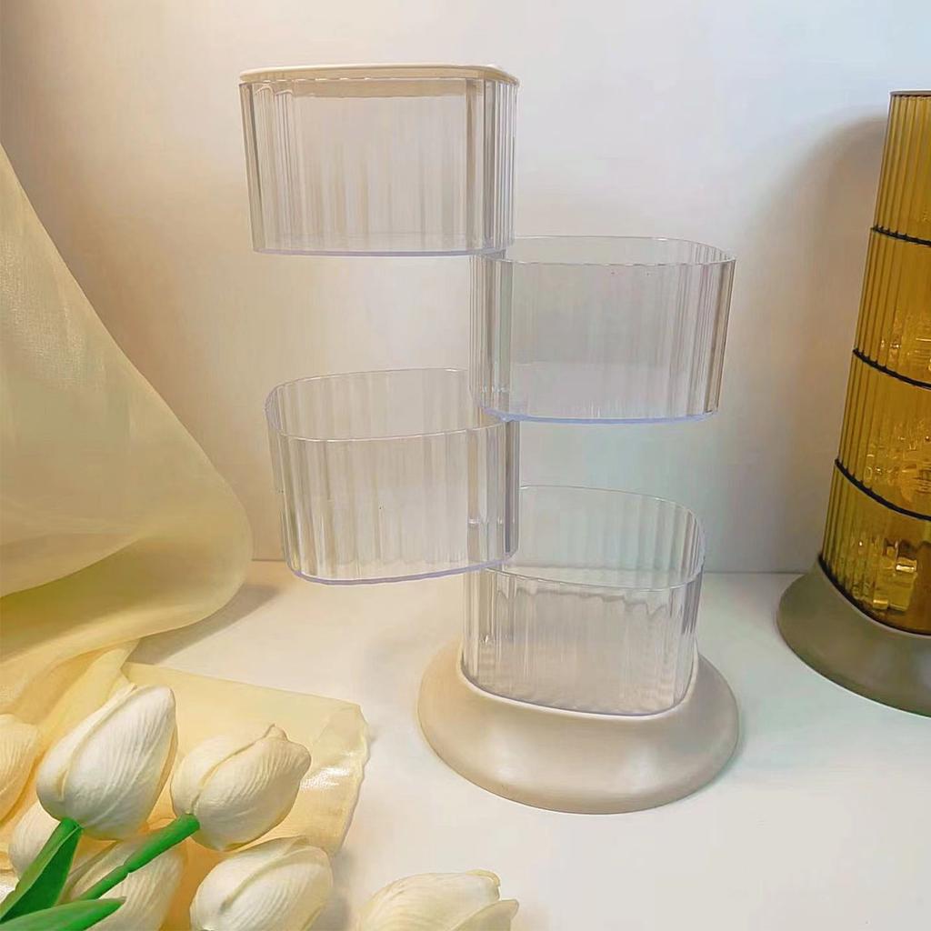 Rotating Hair Accessories Storage Box Dustproof Desktop Transparent 4 Tier Rotating Jewelry